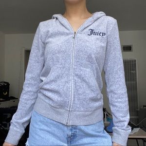 Juicy Couture Grey Velvet Zip Up Hoodie